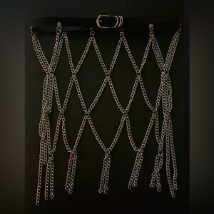 Sexy Leatherette Silver Body Chainlink skirt